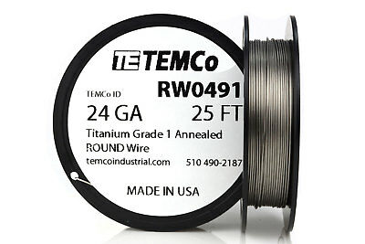 Temco Titanium Wire 24 Gauge 25 Ft Surgical Grade 1 Resistance Awg Ga