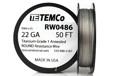 Temco Titanium Wire 22 Gauge 50 Ft Surgical Grade 1 Resistance Awg Ga
