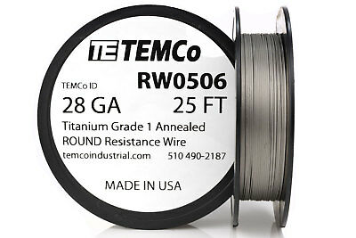 Temco Titanium Wire 28 Gauge 25 Ft Surgical Grade 1 Resistance Awg Ga